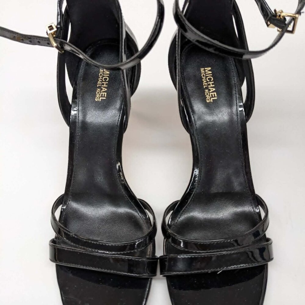 Michael Kors Black Patent Leather Ankle-Strap Sandals